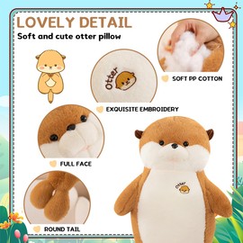 Gisqis Otter Stuffed Animal 27.5" Big Stuffed Otter Plush Toy Cute Seal Plush Sea Otter Animal Plushies Decor Birthday Gift for Kids Girlfriend Yellow