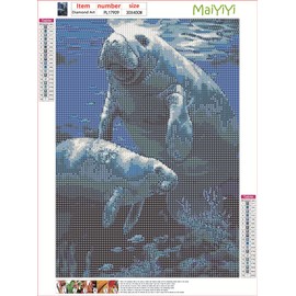 MaiYiYi Manatee Diamond Painting by Numbers 5D Full Round Diamond Painting Underwater World Diamond Painting for Beginners Ocean World Diamond Pinting Kits for Adult Home Wall Art Decor (30X40 CM)
