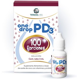 ONEDROP PD3 Probióticos y Vitamina D3 Frasco de 3 mL (100 gotas) 1000 MUFC de probióticos Sin Azúcar