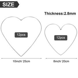 Chuangdi 12 Pieces Heart Metal Dream Catcher Dreamcatcher Rings Heart Shaped Catcher Rings Macrame Hoop Rings for Mother's Day Birthday Valentine's Day Wedding DIY Craft Wall Hanging Decor(8 Inch)
