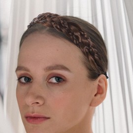 minkissy Diadema Trenzada De Peluca Para Mujeres Banda Para El Cabello Ligera Y Portátil Accesorio De Trenza Falsa Para Fiesta Boda Uso Diario 5.90X5.11X2.75In