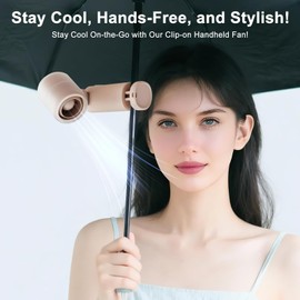 DURBESTER Portable Handheld Turbo Mini Clip-On Fan for Beach Outdoor & Travel - Dual Adjustable Angles, 14000RPM High-Speed Cooling, 12m/s Strong Wind, 5 Speeds, Clip 8-12mm Umbrella Handle (Pink)