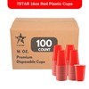 7STAR 100-Pack Disposable 16oz Red Plastic Cups – Heavy-Duty for