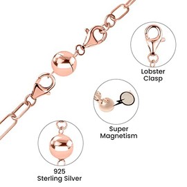 SHOP LC Magnetic Jewellery Extension Chain and Clasp Magnetic Lobster Clasp Chain Extension Made of 925 Silver for Bracelet Necklace Jewellery Making in Rose Gold and Gold Plating