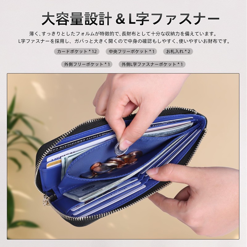 VISOUL Wallet Genuine Leather Bill Compartment, Card Coin Purse, 2-fold,