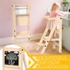 Foldable Toddler Tower, Wooden Toddler Kitchen Stool with 3 Adjustable