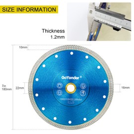 GoYonder 7” Diamond Tile Blade for Angle Grinder, Super Thin Diamond Saw Blade Grinder Blades for Wet Dry Cutting, Diamond Blade for Cutting Ceramic, Porcelain, Tiles, Granite, Marbles