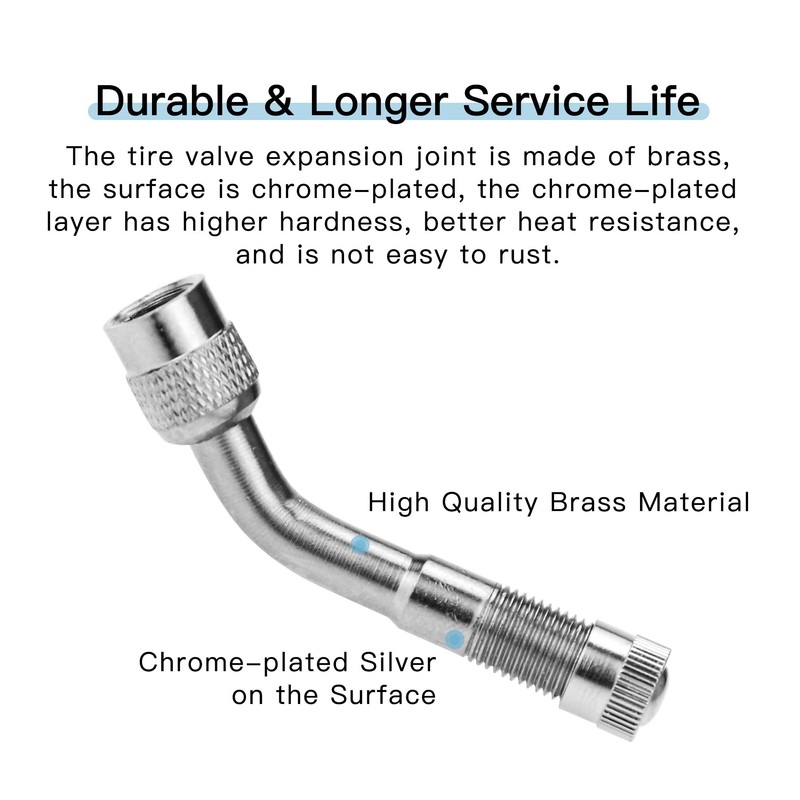 6-Pack Valve Stem Extenders, Mellbree 45 Degree 90 Degree 135