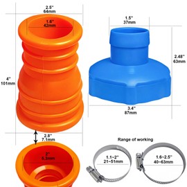 Pool Vacuum Hose Adapter Kit Fits Intex Adapter B, 1-1/2" Skimmer Hose Connector with 4 Stainless Steel Clamps for Above Ground Pool Surface Skimmer Strainer