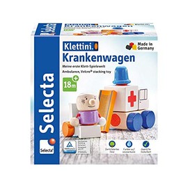 Selecta 62081 Wooden Ambulance Aviator Velcro Stacking Toy 7 Pieces