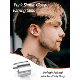 10mm Ear Piercing Earrings Minimalist Simple Fake Earrings for Sensitive Ears Oxidized 925 Sterling Silver Ear Cuffs