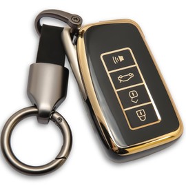 Funda compatible con lexus llavero con llavero de piel TPU suave de protección de 360 grados para RX ES GS LS NX RS GX LX RC LC Smart Key-negro