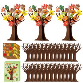 WATINC Fall Leaves Tree Craft Kits - 16Pcs Autumn Cartoon Maple Leaves Pumpkin Nut Mushroom Movable Eyes Trees, DIY Thanksgiving Craft Supplies Home School Fun Activities for Kids