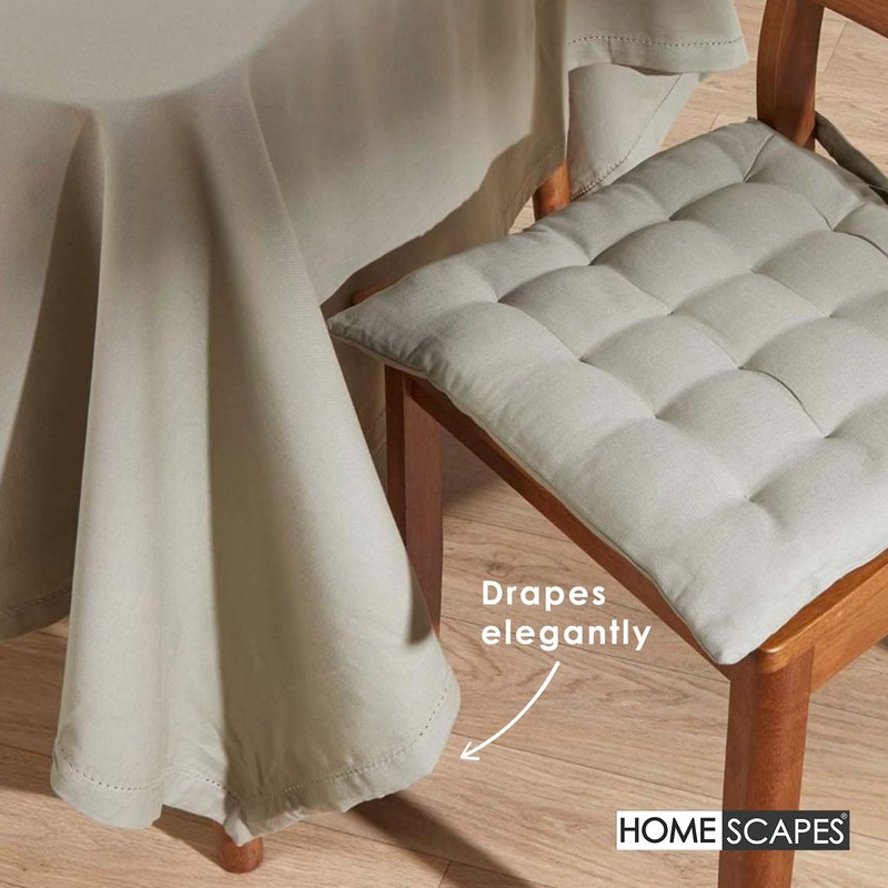 HOMESCAPES Grey Cotton Tablecloth 6 to 8 seater Large Rectangular