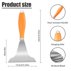 Griddle Scraper for Flat Tops,Grill Scraper for Blackstone,Outdoor BBQ Cleaning Accessories Tool,Stainless Steel Oil Fume Shovel,Kitchen Cooking Cleaning Supplies,Barbecue Supplies