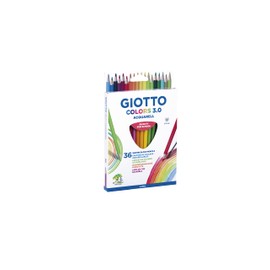 GIOTTO Colors 3.0 Children's Triangular Shaped Watercolour Coloured Pencils School Pack with a 3mm Lead, 36 pcs in Assorted Colours, Ideal for primary school age children