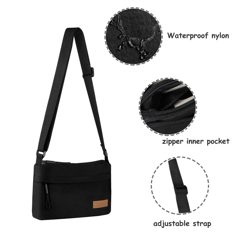 Kememo Crossbody Bags for Women Multi-Pocket Shoulder Bag Nylon Messenger
