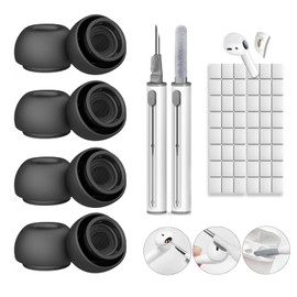 Linsaner Replacement Ear Tips for AirPods Pro and AirPods Pro 2 with Noise Reduction Hole, Comes with Cleaner Kit, Cleaning Clay, Portable Storage Box (M) 4 Pairs