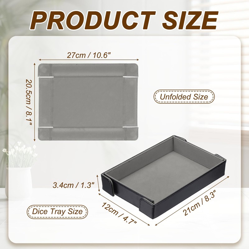 sourcing map PU Leather Dice Tray, Rectangle Magnetic Folding Velvet