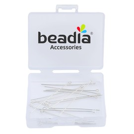BEADIA - Alfileres de plata de ley 925 con ojo abierto, 0,5 x 40 mm, 20 unidades para hacer joyas