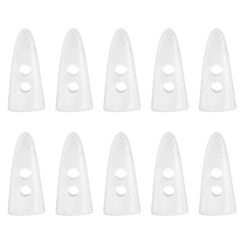 QUARKZMAN Pack of 10 Resin Toggle Buttons, 30 mm / 1.2 Inch Double Holes Tooth Shape Sewing Wooden Buttons Sweater Coat Buttons for DIY Coat Sweater Clothing Accessories, White