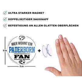 schilderkreis24 Football Magnet "Paderborn Fan" Decorative Fridge Magnet Item Sport Club Gift Idea Club Christmas Football Fan Lovers Enthusiasts 8 x 8 cm