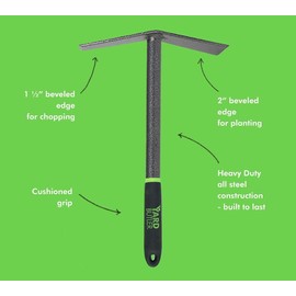 Yard Butler Terra Garden Hand Tools - Weeding Hand Tiller Tool for Efficient Gardening - Weed Remover Tool for Lawn & Garden Care - Durable Gardening Accessory, Mattock