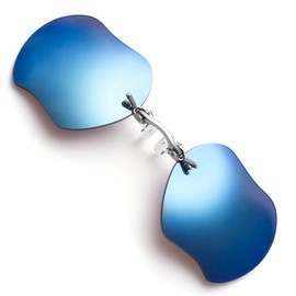 Retro Clip On Nose Sunglasses Matrix Morpheus Movie rimless (Silver, Blue)