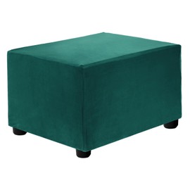 sourcing map Stretch Ottoman Cover Rectangular Square Ottoman Slipcover with Elastic for Foot Stool Living Room Bedroom Fit Length 50-76cm / 19.69"-29.92", S-Large, Dark Green
