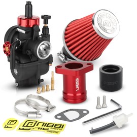 NIBBI PE24mm Carburetor Kit for Predator 212,Upgrade for Coleman Predator 196cc 212cc 224cc Engine Performance Parts with Intake Manifold 48mm Air Filter(Red)