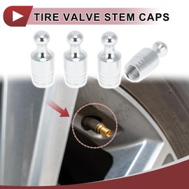 HEROFFIX 4 Pcs Bowling Shape Tire Valve Stem Caps Decorative Tyre Valve Dust Covers 7x28mm Silver Tone Aluminum Alloy