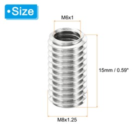 PATIKIL Thread Adapters Sleeve Reducing Nut, 20 Pcs M8x1.25 Male to M6x1 Female Repairing Insert Nut Screw Reducer Stainless Steel Fastener 15mm