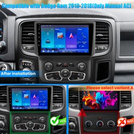 Hasenda 2+64G Upgrade Car Radio for Dodge Ram 1500 2500 3500 2013-2019: 9 inches 1280x800 IPS HD Touchscreen Wireless Carplay Android Backup Camera WiFi Automatic AC