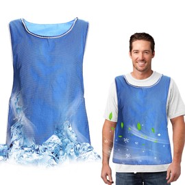 YIK TUNG Updated Evaporative Cooling Vest for Outdoor Activity in Hot Weather, Size Adjustiable Cooling Sport Vest, Double-Sided Activewear Reversible Ice Vest for Men & Women, Blue