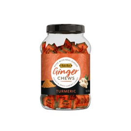 Bali's Best Ginger Chews, Soothing Turmeric Flavor, 1 Pound Jar, Individually Wrapped Soft Candy, Made with 100% Real Ginger, Digestive Health Support, Upset Stomach Relief, Halal
