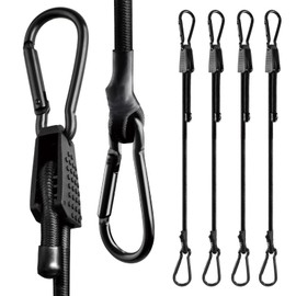 JEELAD Bungee Cord Cargo Strap with Hook and Carabiner, Adjustable Length 1m 2m, Rubber Rope for Securing Loads, Preventing Collapse, Travel, Mountain Climbing, Camping, Bicycle, Motorcycle (Black (4