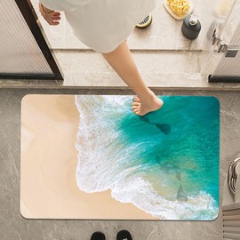 Bath Mat Rug,Summer beach Non-Slip Super Absorbent Quick Drying Bathroom Floor Mat, Easy to clean,Fit Under Door,Shower Rug for Shower Sink Bathtub(16" x 24"Inch)