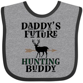 inktastic Daddy Future Hunting Buddy Baby Bib Heather and Black 34a1b