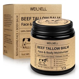 Beef Tallow Cream for Face & Body, Beef Tallow and Honey Balm - 100% Grass-Fed Beef Tallow, Natural Honey & Beeswax Moisturizer, Deep Hydration & Nourishment, Unscented & Oil-Free, Fast Absorbing