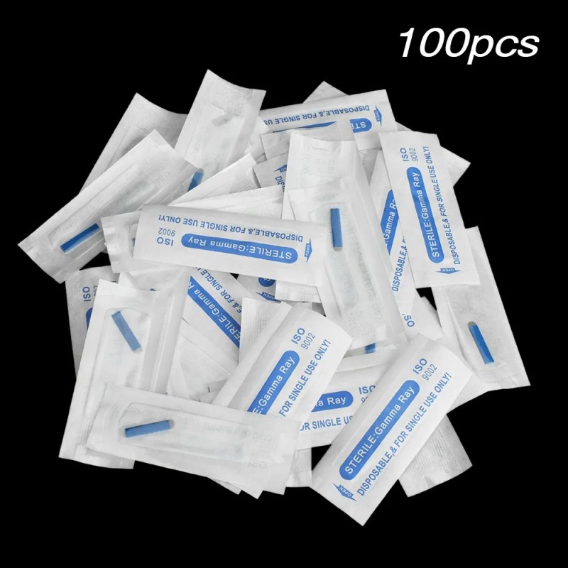 100pcs U18 Agujas Navajas Microblading Pin Gato+ 2 Depilador Color