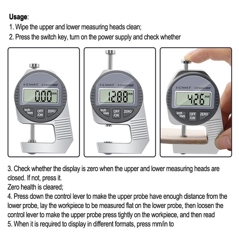 Smgda Digital Thickness Meter Measuring Tool, Electronic Thickness Meter, Measuring
