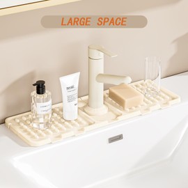 RAKSONIC Sink Protectors for Kitchen Sink,Kitchen Sink Splash Guard,Kitchen Sink Accessories,Faucet Guard and Draining Mat,Silicone Sink Splash Guard(White)