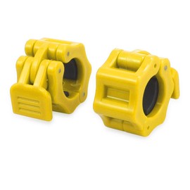 TnP Rubber Barbell Collars – Locking 1" Stanadard Size Weight Clamps Lock Jaw - Quick Release Collar Clips – Bar Clamps Great for Crossfit, Olympic Lifts and Strength Training (Yellow)