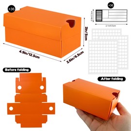 36 Pack Mini Sneaker Boxes for Party Favors 4.7 x 2.5 x 2 Inch Mini Shoe Gifts Boxes for Candies Cookies Snacks Sports Small Gift Case with Label for Wedding , Holiday, Birthday Party Favor (Orange)