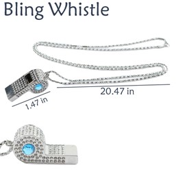 QUJIFETU Whistle,Rhinestone Sports Whistle with Keychain for Coach/Referee/Training/Lifeguard/Teachers,Includes Gift Packaging(Sliver-Blue)