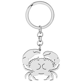 DALANE Stainless Steel Keyring Shark Turtle Crab Dolphin Seahorse Key Ring Ocean Animal Jewellery Gifts for Women Girls Decoration, Silver plated crab