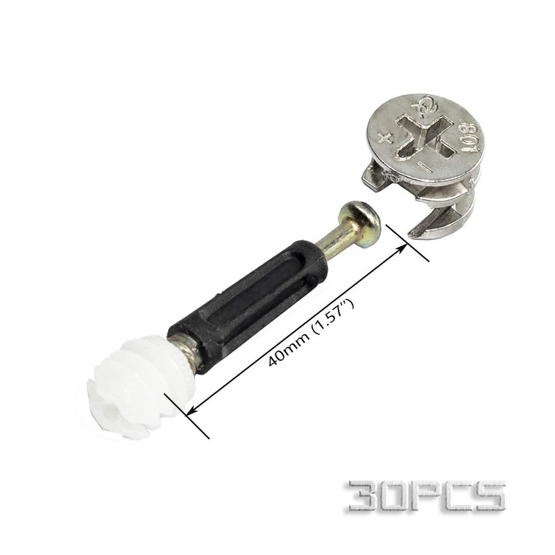 30 Packs Furniture Board Cam Fitting with Dowel and Pre-Inserted