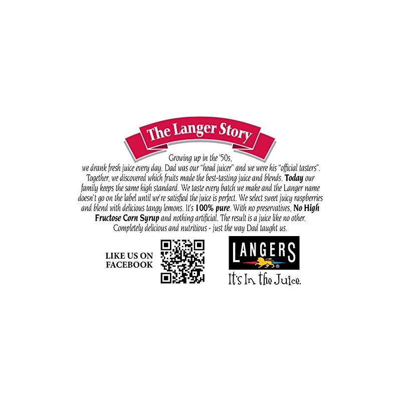 Langers Juice, Raspberry Lemonade, 101.4 Fl Oz (Pack of 4)