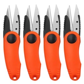Fishing Wire Pliers, 4 Pieces Stainless Steel Fishing Pliers Shrimp Shape Fishing Line Clippers Fishing Scissors Folding Scissors Shrimp Shape Fishing Tool (Orange)