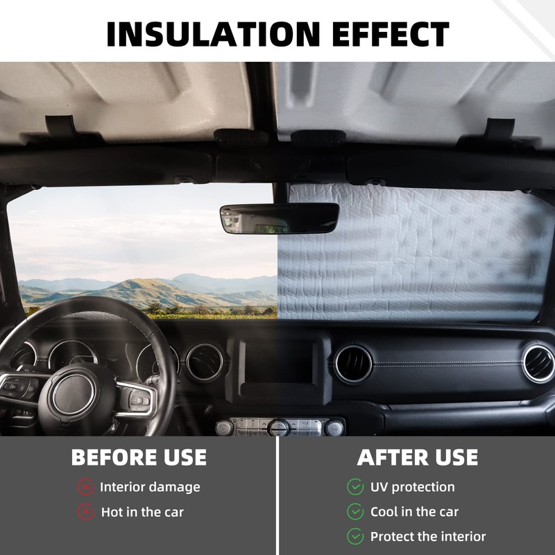 SQQP Windshield Sunshade,US Flag Front Window Sun Shade Fit for